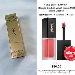 YSL #204 Liquid Lipstick (Brand New)